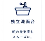 独立洗面台：朝の身支度もスムーズに。