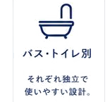 バス・トイレ別：それぞれ独立して使いやすい設計。